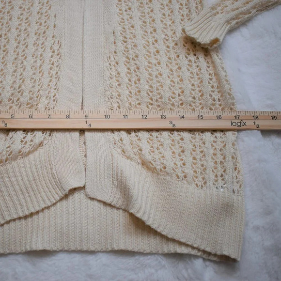 Urban Outfitters Crochet Cardigan Sz S Longline Neutral Boho Fairy Minimalist - Picture 13 of 13